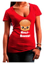 Half Baked Cute Roll Juniors V-Neck Dark T-Shirt-Womens V-Neck T-Shirts-TooLoud-Red-Juniors Fitted Small-Davson Sales