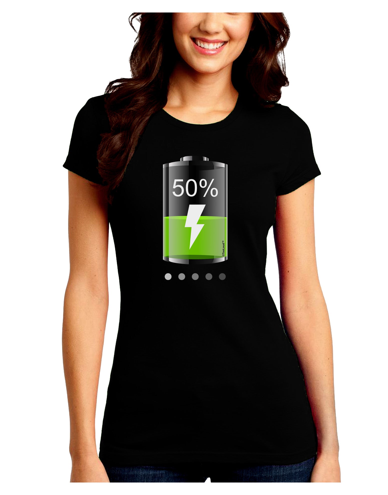 Half Energy 50 Percent Juniors Petite Crew Dark T-Shirt-T-Shirts Juniors Tops-TooLoud-Black-Juniors Fitted Small-Davson Sales