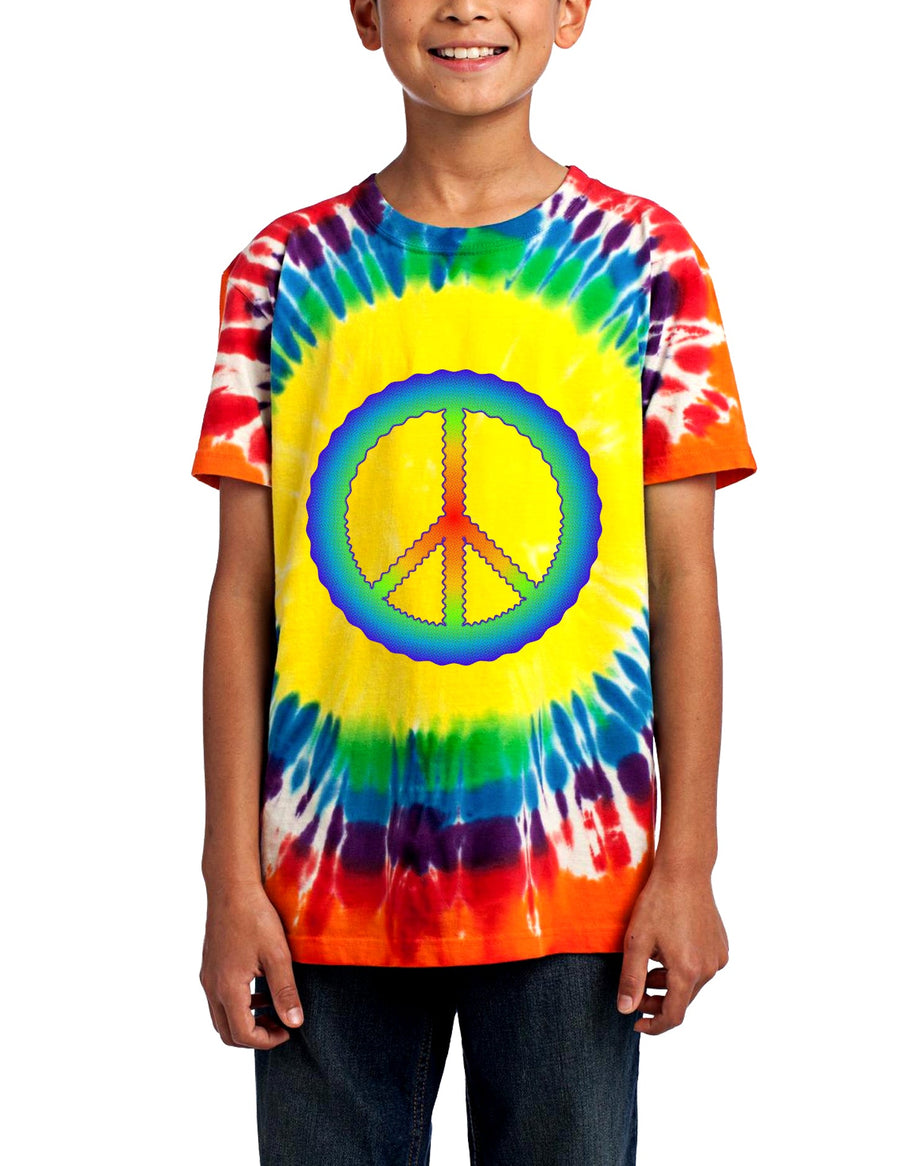 Halftone Peace Childrens Tie Dye Window Dark T-Shirt-TooLoud-Rainbow-X-Small-Davson Sales