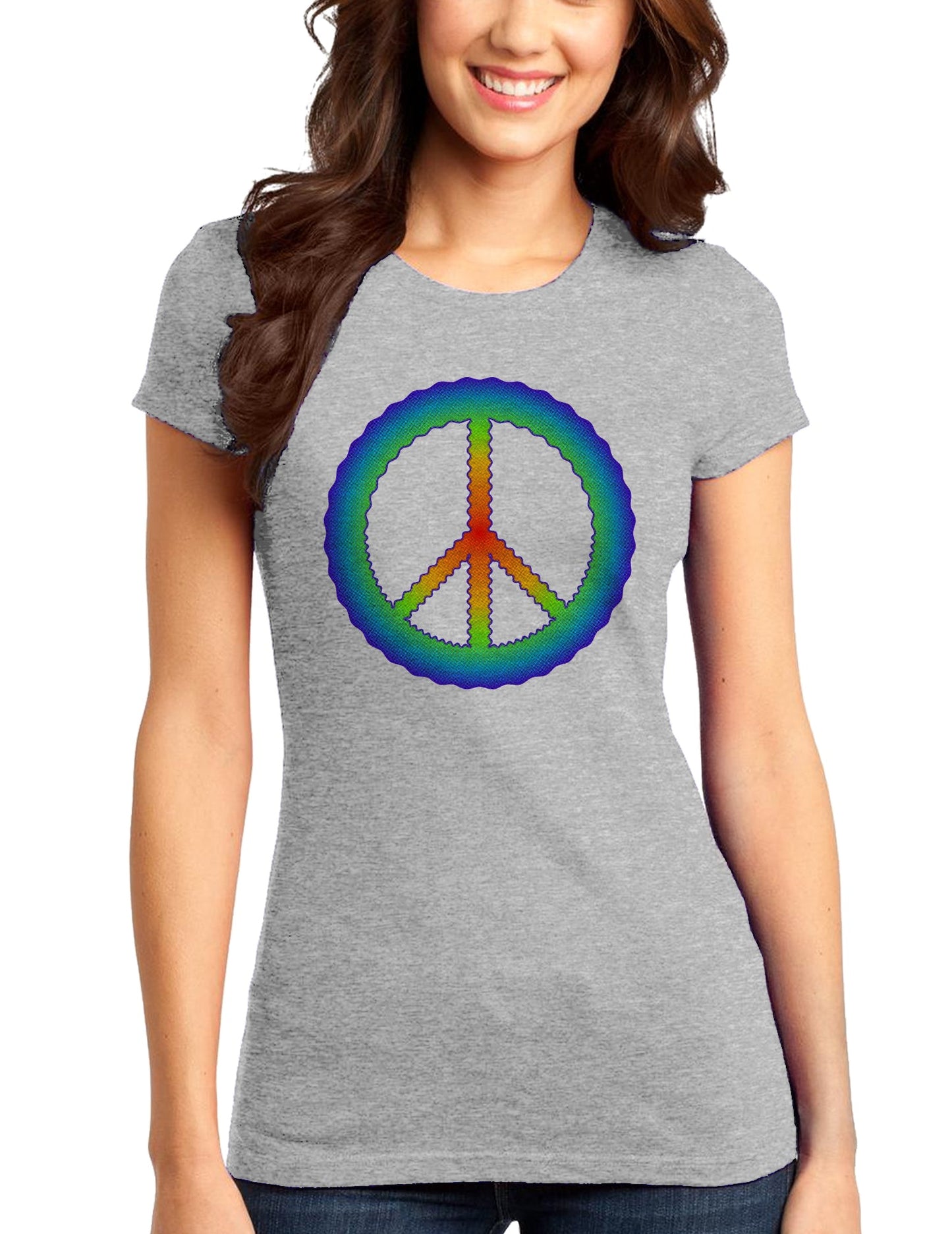 Halftone Peace Juniors T-Shirt-Womens Juniors T-Shirt-TooLoud-Ash-Gray-Juniors Fitted XS-Davson Sales