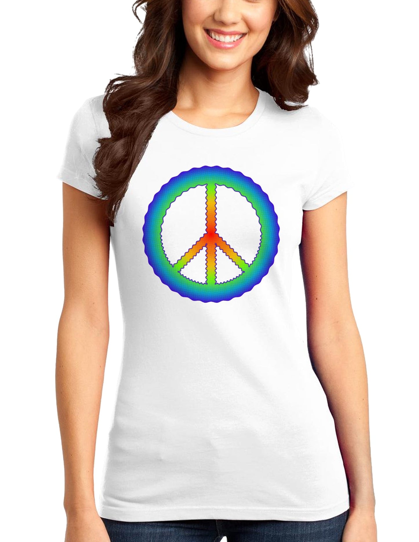 Halftone Peace Juniors T-Shirt-Womens Juniors T-Shirt-TooLoud-White-Juniors Fitted XS-Davson Sales