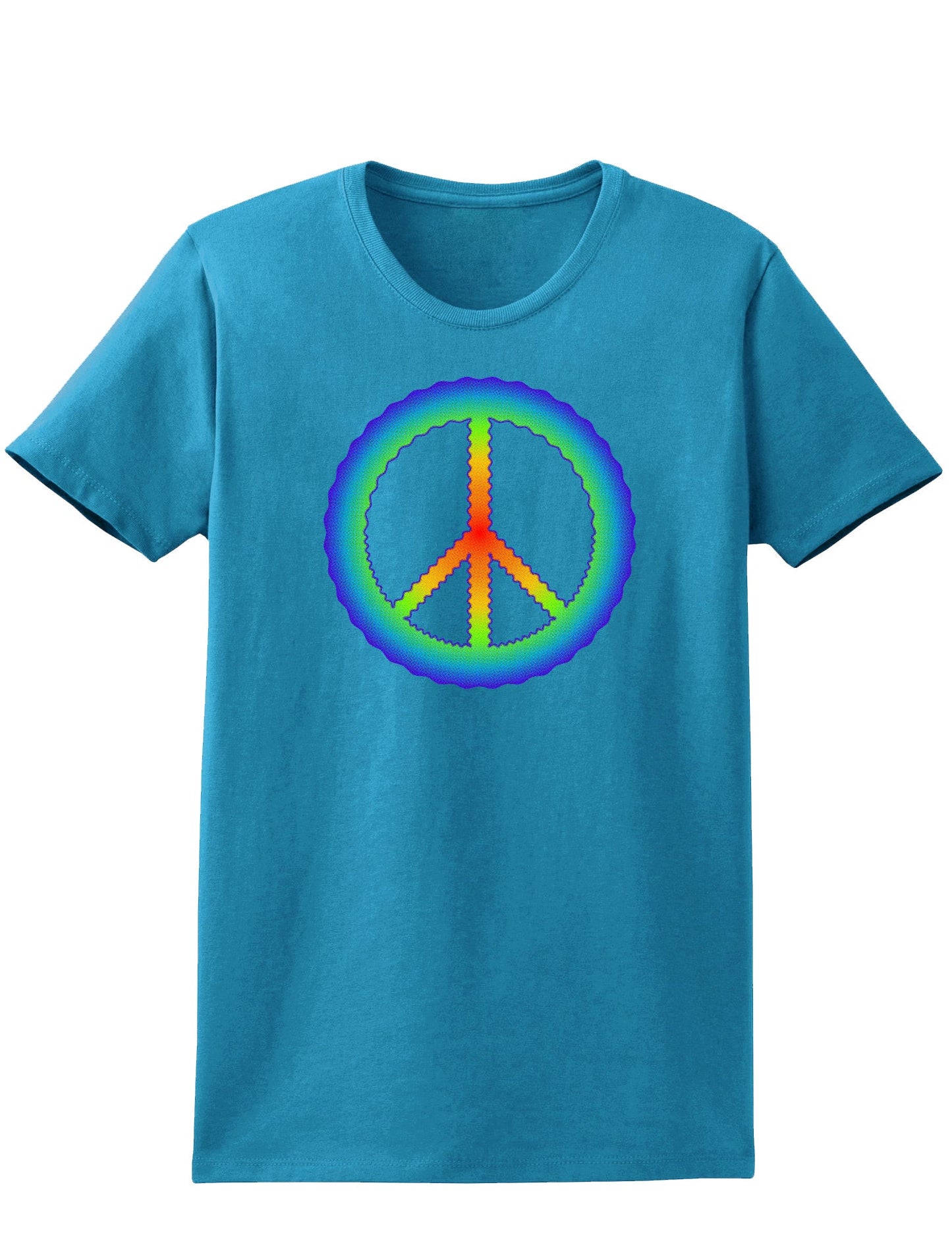 Halftone Peace Womens Dark T-Shirt-TooLoud-Turquoise-X-Small-Davson Sales