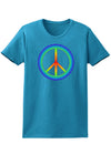 Halftone Peace Womens Dark T-Shirt-TooLoud-Turquoise-X-Small-Davson Sales