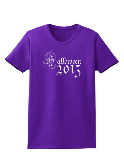 Halloween 2015 Script Distressed Womens Dark T-Shirt-TooLoud-Purple-X-Small-Davson Sales