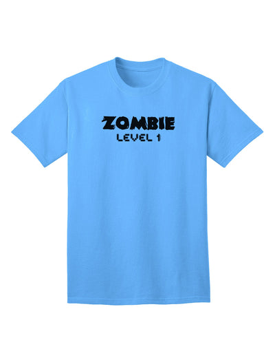 Halloween Adult T-Shirt - Zombie Level 1 - Humorous Design-Mens T-shirts-TooLoud-Aquatic-Blue-Small-Davson Sales