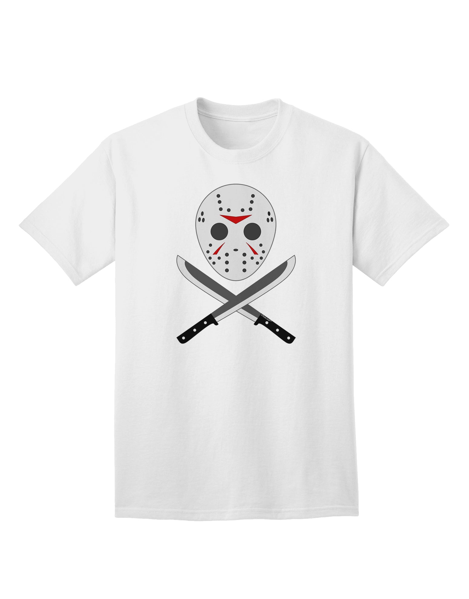 Halloween Adult T-Shirt featuring a Scary Mask and Machete-Mens T-shirts-TooLoud-White-Small-Davson Sales