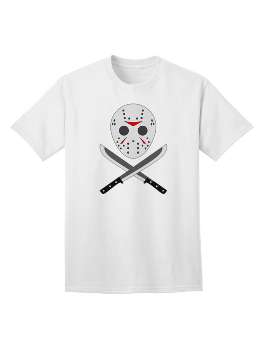 Halloween Adult T-Shirt featuring a Scary Mask and Machete-Mens T-shirts-TooLoud-White-Small-Davson Sales