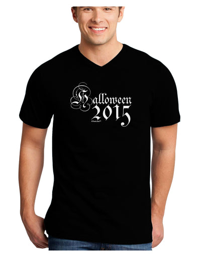 Halloween Current Year Script Text Adult Dark V-Neck T-Shirt-TooLoud-Black-Small-Davson Sales