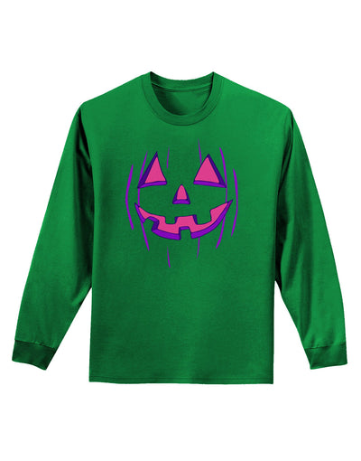 Halloween Glow Smiling Jack O Lantern Adult Long Sleeve Dark T-Shirt-TooLoud-Kelly-Green-Small-Davson Sales