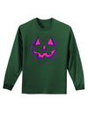 Halloween Glow Smiling Jack O Lantern Adult Long Sleeve Dark T-Shirt-TooLoud-Dark-Green-Small-Davson Sales