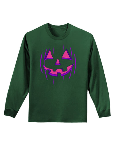 Halloween Glow Smiling Jack O Lantern Adult Long Sleeve Dark T-Shirt-TooLoud-Dark-Green-Small-Davson Sales