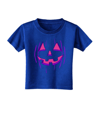 Halloween Glow Smiling Jack O Lantern Toddler T-Shirt Dark-Toddler T-Shirt-TooLoud-Royal-Blue-2T-Davson Sales