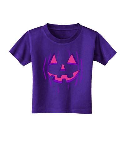 Halloween Glow Smiling Jack O Lantern Toddler T-Shirt Dark-Toddler T-Shirt-TooLoud-Purple-2T-Davson Sales