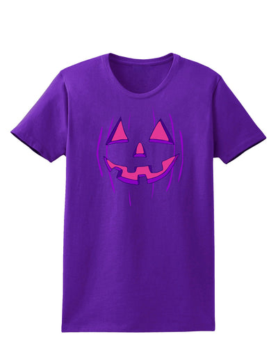 Halloween Glow Smiling Jack O Lantern Womens Dark T-Shirt-TooLoud-Purple-X-Small-Davson Sales