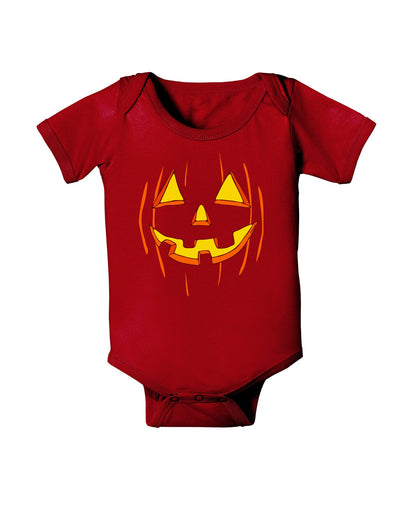 Halloween Pumpkin Smile Jack O Lantern Baby Romper Bodysuit Dark-Baby Romper-TooLoud-Red-06-Months-Davson Sales