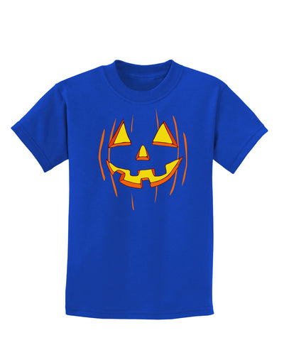 Halloween Pumpkin Smile Jack O Lantern Childrens Dark T-Shirt-Childrens T-Shirt-TooLoud-Royal-Blue-X-Small-Davson Sales