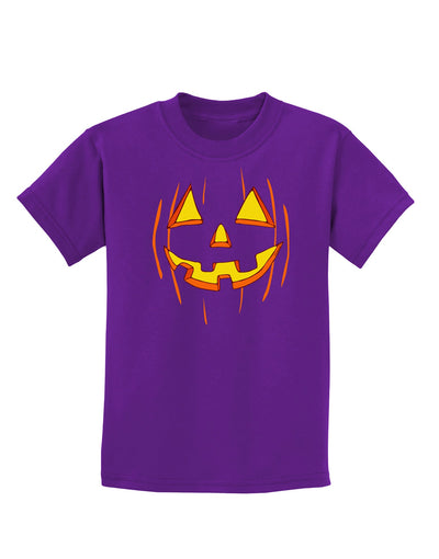 Halloween Pumpkin Smile Jack O Lantern Childrens Dark T-Shirt-Childrens T-Shirt-TooLoud-Purple-X-Small-Davson Sales