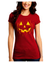 Halloween Pumpkin Smile Jack O Lantern Juniors Crew Dark T-Shirt-T-Shirts Juniors Tops-TooLoud-Red-Juniors Fitted Small-Davson Sales