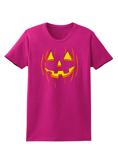 Halloween Pumpkin Smile Jack O Lantern Womens Dark T-Shirt-TooLoud-Hot-Pink-Small-Davson Sales