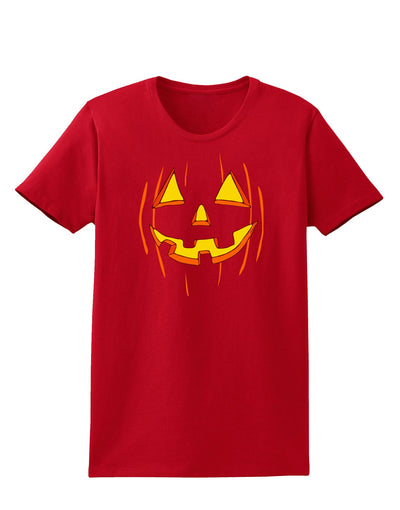 Halloween Pumpkin Smile Jack O Lantern Womens Dark T-Shirt-TooLoud-Red-X-Small-Davson Sales