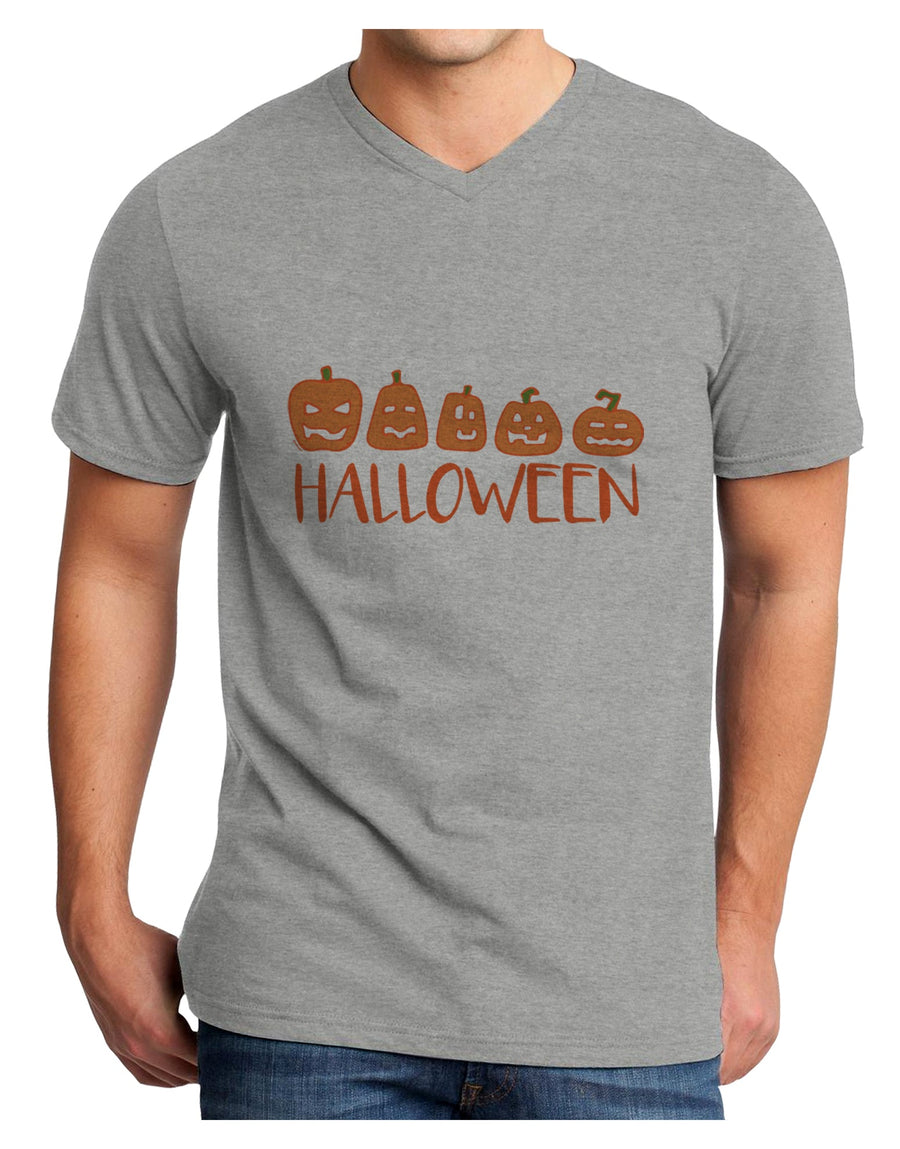 Halloween Pumpkins Adult V-Neck T-shirt-Mens T-Shirt-TooLoud-White-Small-Davson Sales