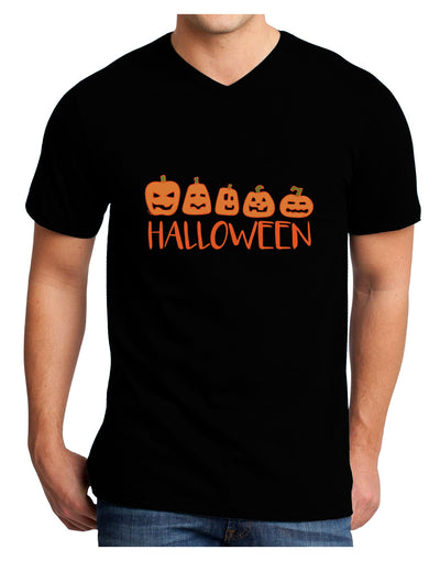 Halloween Pumpkins Adult V-Neck T-shirt-Mens T-Shirt-TooLoud-Black-Small-Davson Sales