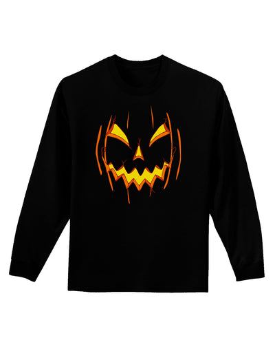 Halloween Scary Evil Jack O Lantern Pumpkin Adult Long Sleeve Dark T-Shirt-TooLoud-Black-Small-Davson Sales