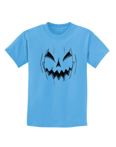 Halloween Scary Evil Jack O Lantern Pumpkin Childrens T-Shirt-Childrens T-Shirt-TooLoud-Aquatic-Blue-X-Small-Davson Sales