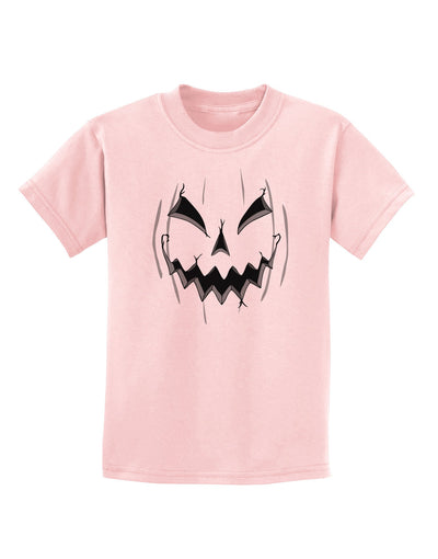 Halloween Scary Evil Jack O Lantern Pumpkin Childrens T-Shirt-Childrens T-Shirt-TooLoud-PalePink-X-Small-Davson Sales