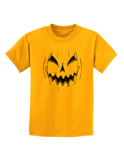 Halloween Scary Evil Jack O Lantern Pumpkin Childrens T-Shirt-Childrens T-Shirt-TooLoud-Gold-X-Small-Davson Sales