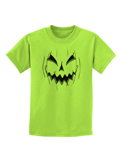 Halloween Scary Evil Jack O Lantern Pumpkin Childrens T-Shirt-Childrens T-Shirt-TooLoud-Lime-Green-X-Small-Davson Sales