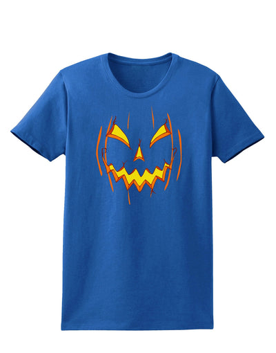 Halloween Scary Evil Jack O Lantern Pumpkin Womens Dark T-Shirt-TooLoud-Royal-Blue-X-Small-Davson Sales