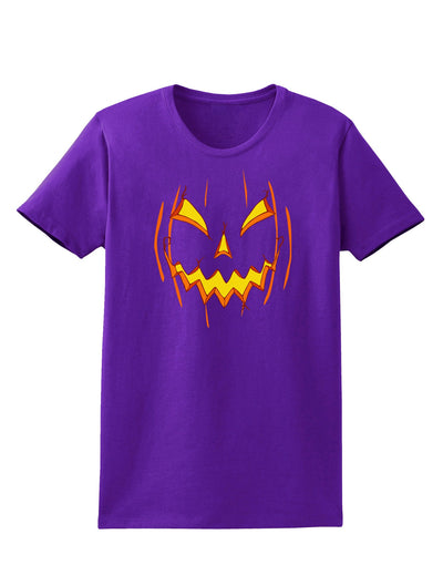 Halloween Scary Evil Jack O Lantern Pumpkin Womens Dark T-Shirt-TooLoud-Purple-X-Small-Davson Sales