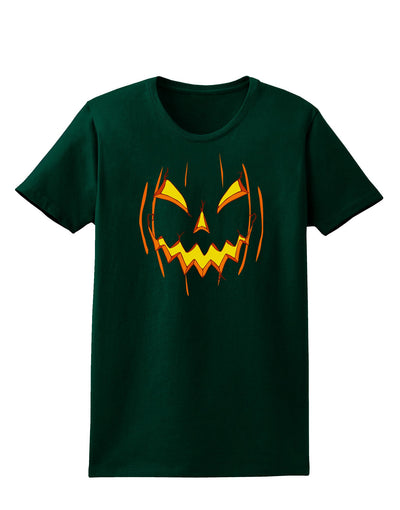 Halloween Scary Evil Jack O Lantern Pumpkin Womens Dark T-Shirt-TooLoud-Forest-Green-Small-Davson Sales