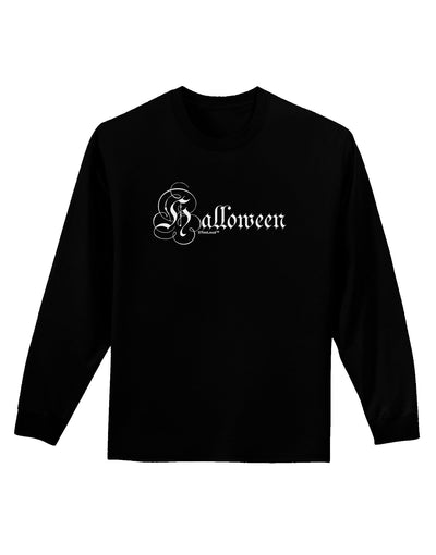 Halloween Script Text Adult Long Sleeve Dark T-Shirt-TooLoud-Black-Small-Davson Sales