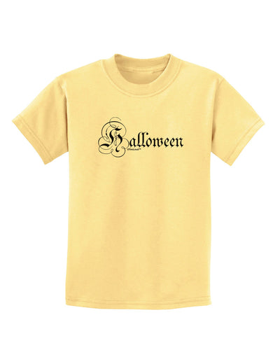 Halloween Script Text Childrens T-Shirt-Childrens T-Shirt-TooLoud-Daffodil-Yellow-X-Small-Davson Sales