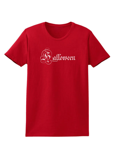 Halloween Script Text Womens Dark T-Shirt-TooLoud-Red-X-Small-Davson Sales