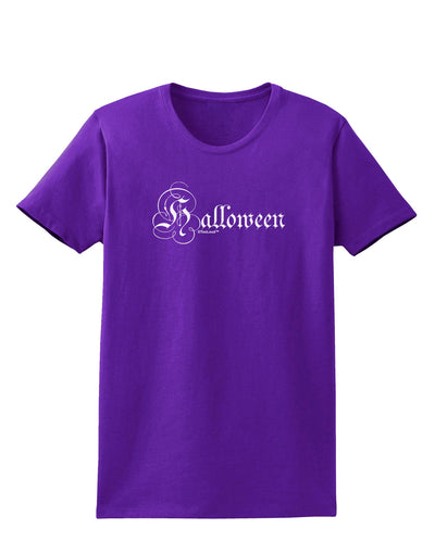 Halloween Script Text Womens Dark T-Shirt-TooLoud-Purple-X-Small-Davson Sales