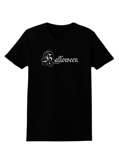 Halloween Script Text Womens Dark T-Shirt-TooLoud-Black-X-Small-Davson Sales