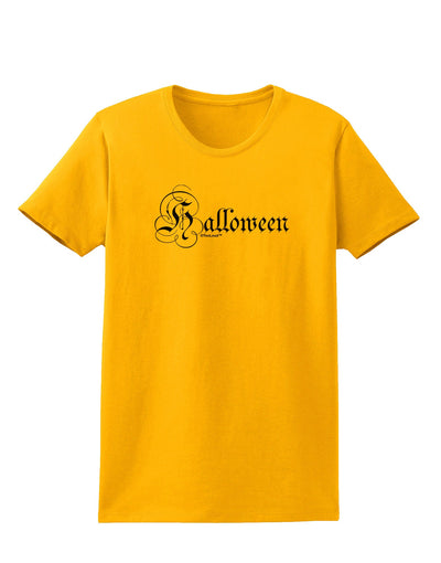 Halloween Script Text Womens T-Shirt-Womens T-Shirt-TooLoud-Gold-X-Small-Davson Sales