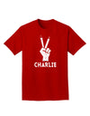 Hand Peace Sign - Charlie Design Adult Dark T-Shirt by TooLoud-Mens T-Shirt-TooLoud-Red-Small-Davson Sales