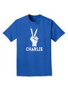 Hand Peace Sign - Charlie Design Adult Dark T-Shirt by TooLoud-Mens T-Shirt-TooLoud-Royal-Blue-Small-Davson Sales