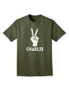 Hand Peace Sign - Charlie Design Adult Dark T-Shirt by TooLoud-Mens T-Shirt-TooLoud-Military-Green-Small-Davson Sales