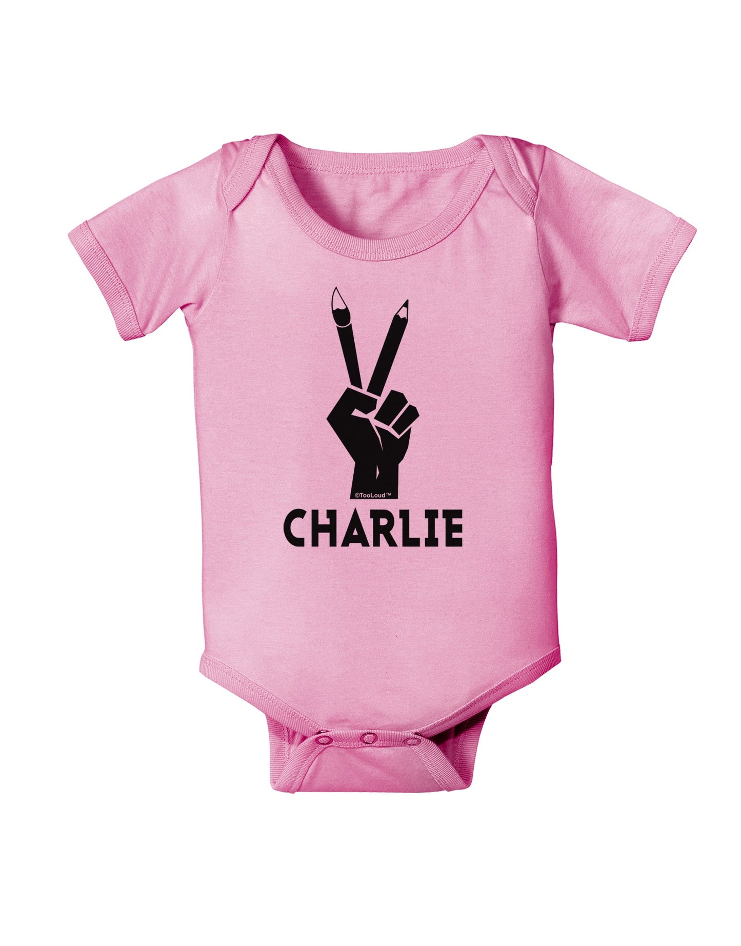 Hand Peace Sign - Charlie Design Baby Romper Bodysuit by TooLoud-Baby Romper-TooLoud-Light-Pink-06-Months-Davson Sales