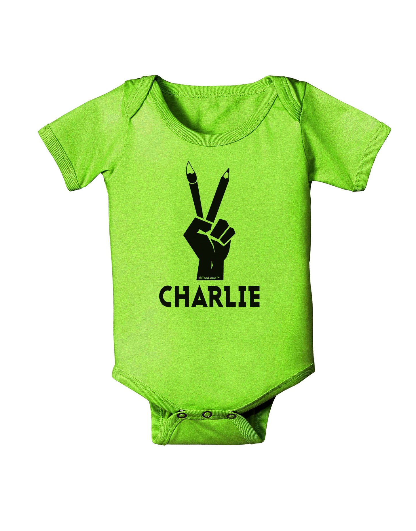 Hand Peace Sign - Charlie Design Baby Romper Bodysuit by TooLoud-Baby Romper-TooLoud-Lime-Green-06-Months-Davson Sales