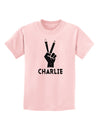 Hand Peace Sign - Charlie Design Childrens T-Shirt by TooLoud-Childrens T-Shirt-TooLoud-PalePink-X-Small-Davson Sales