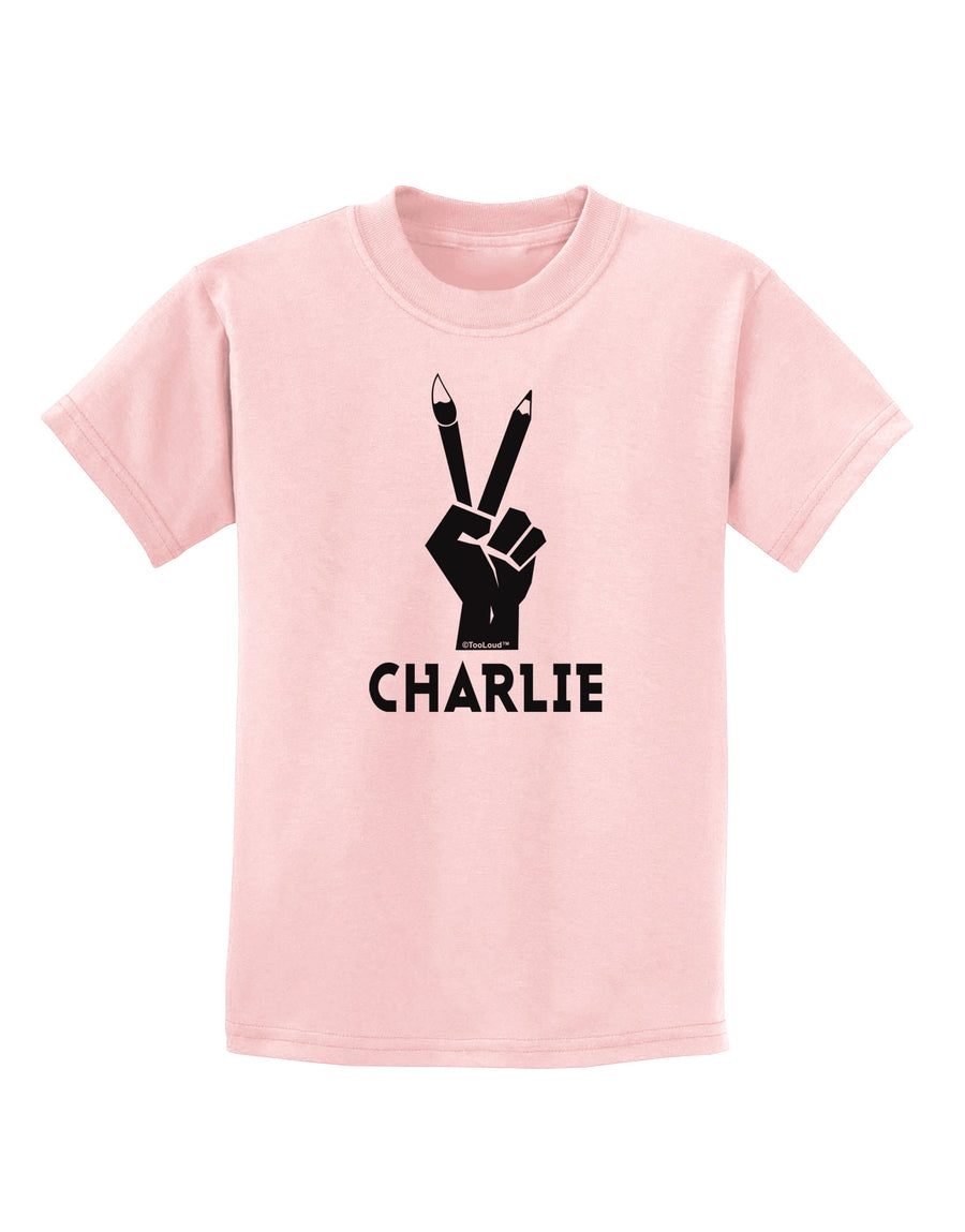 Hand Peace Sign - Charlie Design Childrens T-Shirt by TooLoud-Childrens T-Shirt-TooLoud-White-X-Small-Davson Sales