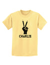 Hand Peace Sign - Charlie Design Childrens T-Shirt by TooLoud-Childrens T-Shirt-TooLoud-Daffodil-Yellow-X-Small-Davson Sales