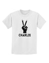 Hand Peace Sign - Charlie Design Childrens T-Shirt by TooLoud-Childrens T-Shirt-TooLoud-White-X-Small-Davson Sales