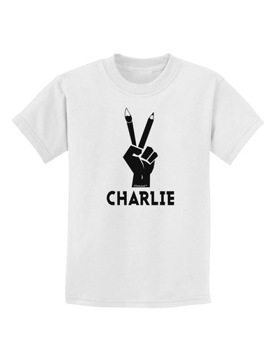 Hand Peace Sign - Charlie Design Childrens T-Shirt by TooLoud-Childrens T-Shirt-TooLoud-White-X-Small-Davson Sales